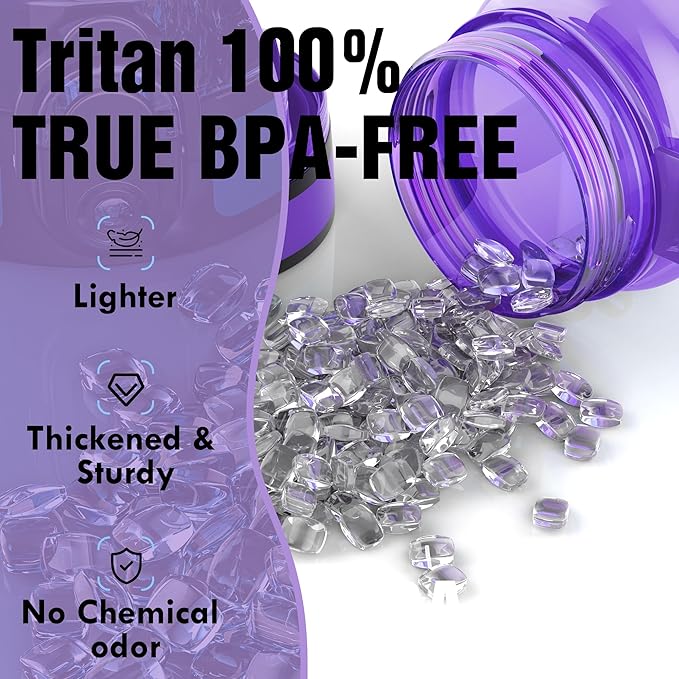 OLDLEY Water Bottle, 32oz Motivational Sports Water Bottle with Time Marker - Times to Drink - Tritan, BPA Free, Wide Mouth Leakproof, Deep Purple (1 Bottle)