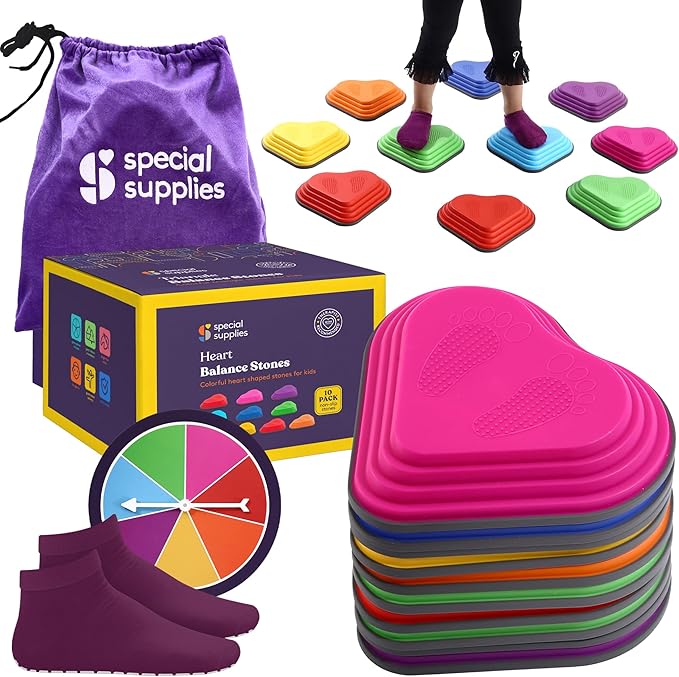 Special Supplies 10 Stepping Stones for Kids Indoor and Outdoor Balance Blocks Promote Coordination, Balance Strength Child Safe Rubber, Non-Slip Edging