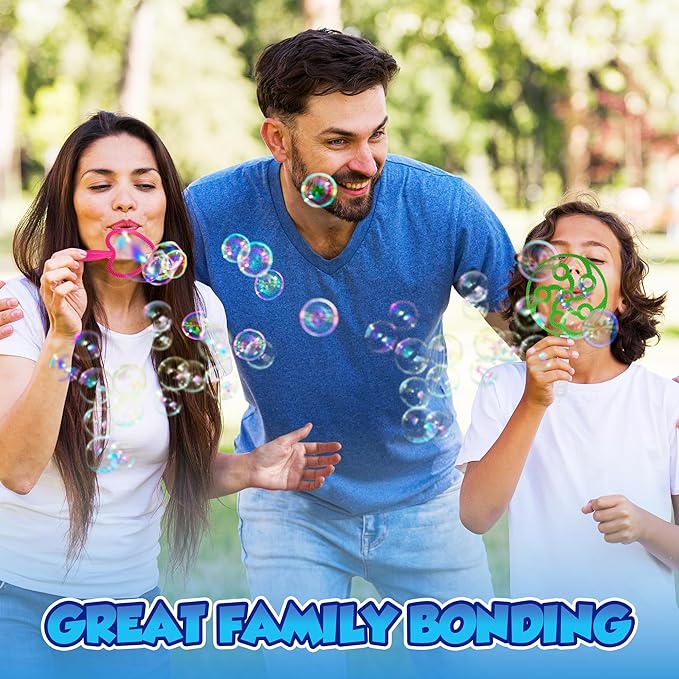 Giant Bubble Wands - Bubbles for Kids, Giant Bubbles, Bubble Toys, Large Blowing Rings, Variety Shapes Set for Big Soap Bubbles, Includes Huge Bubble Mix Solution Kit 19 Pack