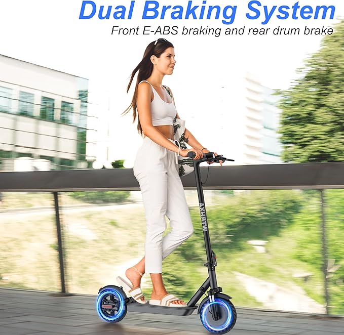 Electric Scooter, 500W Powerful Motor Scooter, 10" Solid Tires, 22-25 Miles Long Range, 22Mph Max Speed, Foldable E-Scooter Adults with Dual Shock Suspensions and APP Control
