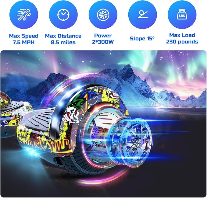 Scooter with Seat Attachment for Kids Adults, 6.5'' 8.5''Balancing Scooter with Bluetooth Speakers & Colorful LED Light with Kart