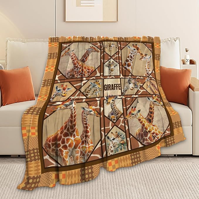 Giraffe Throw Blanket Giraffe Stuff Gifts for Kids Girls Boys Adults Women Men Soft Cozy Warm Plush Fluffy Fuzzy Fleece Blanket Decor 40''X50''