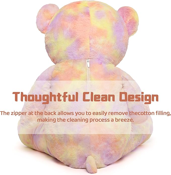 Tezituor 40in Giant Teddy Bear Stuffed Animal,Big Bear Plush Toys,Rainbow Yellow Soft Bear Plushies,Weighted Stuffed Animals Gifts for Baby Shower, Valentine, Christmas, Birthday, Party Decoration