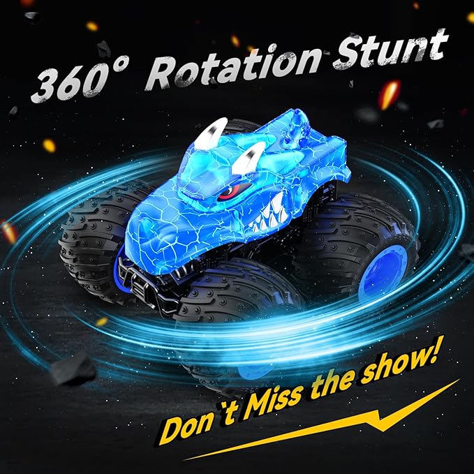 Remote Control Car, 2.4GHz Monster Trucks Toys with Light Spray, Birthday Gift for Kids 3 4 5 6 7 8, All Terrain RC Cars, Toddler Toys for Boys Girls 3+ Year Old
