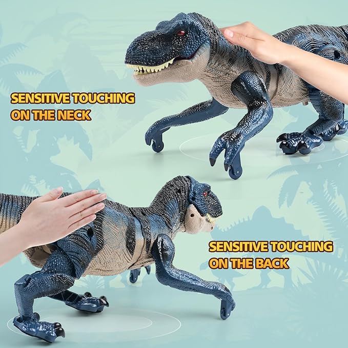 2.4GHz Remote Control Walking Dinosaur Toy for Kids - Birthday Gifts for Boys Ages 3-5 5-7 8-12, Interactive Dino with Roaring Sound, Cool Lights & Mist Spray