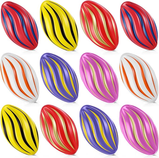 Jerify 12 Pcs Mini Foam Footballs for Kids Students 7 Inch Small Spiral Football Toys Easy Grip Waterproof Soft Emulation Ball for School Gift Sports Party Game (Vivid Color)