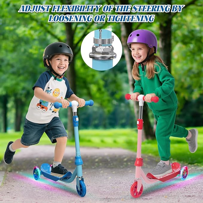 Kids Kick Scooter with Adjustable Height & LED Flash Wheels | 3 Growing Levels | Outdoor Fun for Boys & Girls