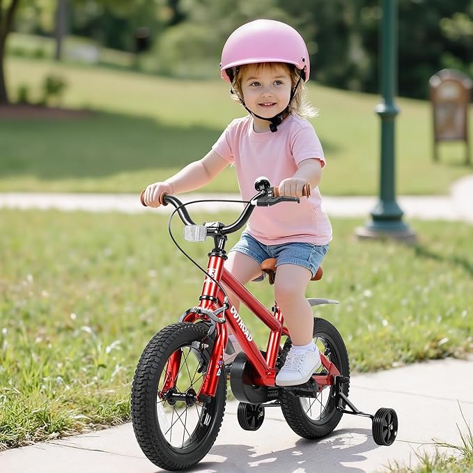 14/16/18 Inch Folding Kids Bike with Training Wheels, Gifts for Boy&Girl Age 3-9 yrs, Toddler Bike with Dual Brakes for Beginners, Multi-Color