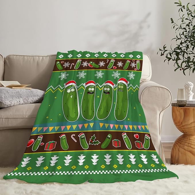 Pickle Blanket Funny Pickles Lovers Gift for Girls Boys Men Women Flannel Fleece Christmas Throw Blanket Cozy Plush Ultra Soft Fuzzy Party Blankets for Bed Couch Sofa 80"X60"