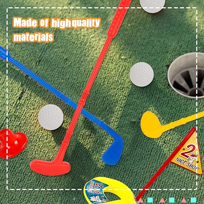 24 Pcs Kids Plastic Mini Golf Plastic Toddler Golf Clubs Golf Set for Outdoor Indoor Educational Golf Birthday Christmas Party Gifts, 3 Colors