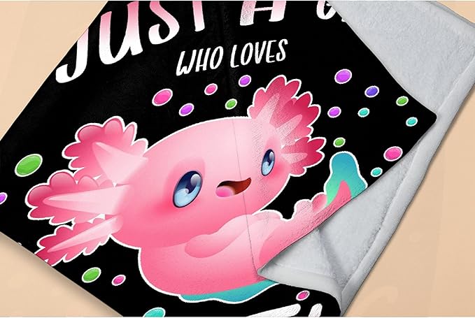 Just Girl Loves Axolotls Blanket Soft Blankets and Throws Flannel Cozy Lightweight Quilt Gift Perfect for Bed Sofa Couch-120 x90 Extra Large for Family