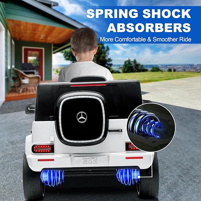 12V Ride on Kids Car, Electric Ride on Toy with Remote Control, LED Lights, Music & 3 Speeds, for Kids Ages 37–96 Months, White