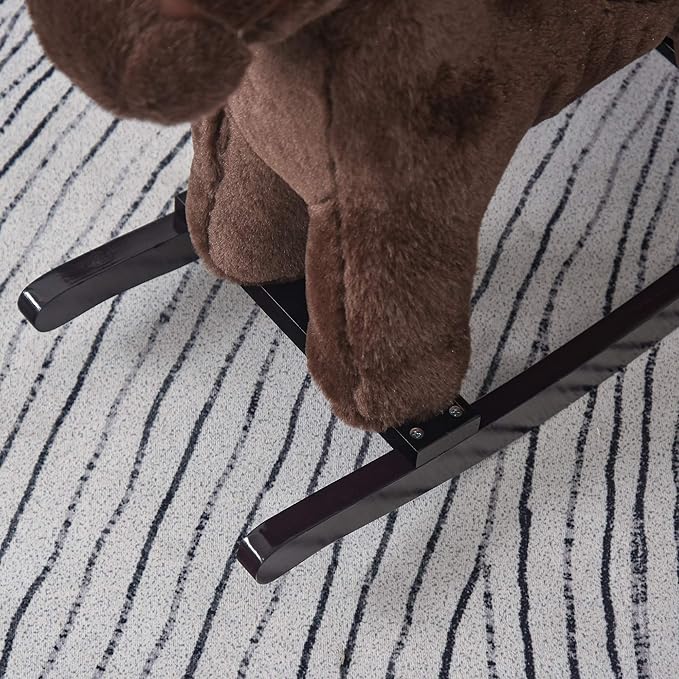 Qaba Kids Plush Ride-On Rocking Horse with Bear Toy, Children Chair with Soft Plush Toy & Fun Realistic Sounds, Brown