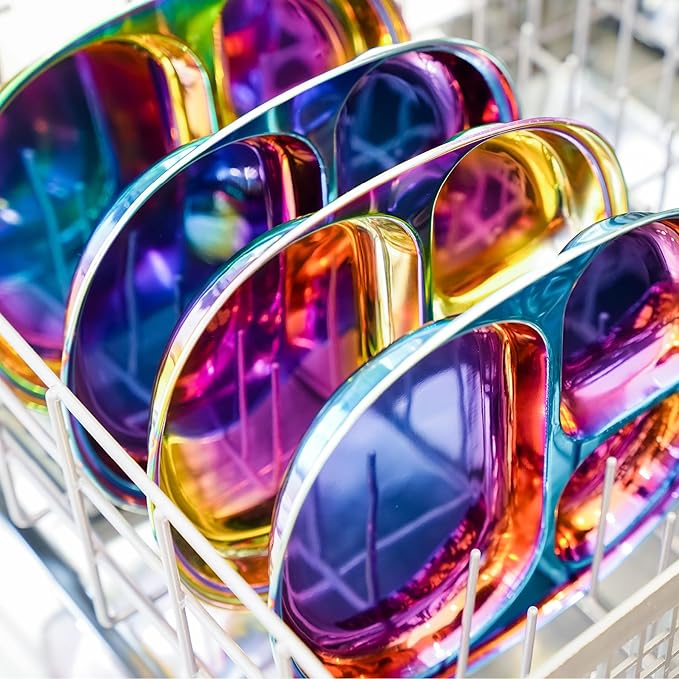 Ahimsa Stainless Steel Kids Plate, Pediatrician Designed Divided Toddler & Baby Plates, Non Toxic, Unbreakable & Dishwasher Safe, Rainbow