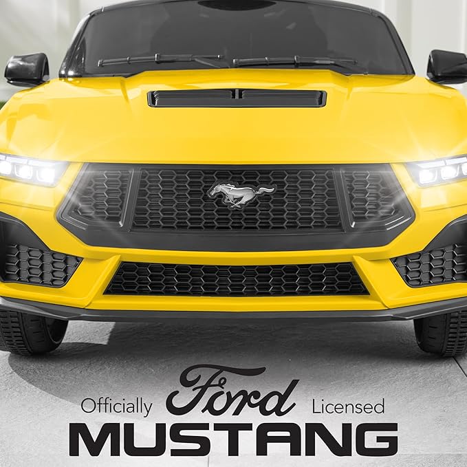 Best Choice Products Kids 12V Electric Ride On Car Officially Licensed Ford Mustang w/Parent Control, LED Lights, 2 Speeds, Bluetooth - Yellow