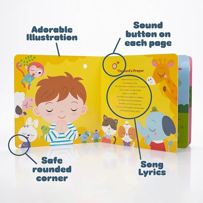Pray with Jesus -Audio Bible for Kids, 6 Exclusive Prayer Songs, The Lord's Prayer, Christian Music, Christmas Toy for Toddlers 18m +, Christian Baby Gift