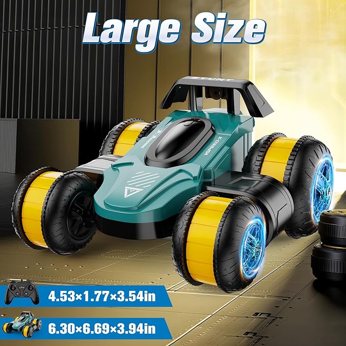 High Speed Drift Remote Control Stunt Deformation Car, Birthday Gifts, for Boys and Girls 3-16 Years Old (Green)