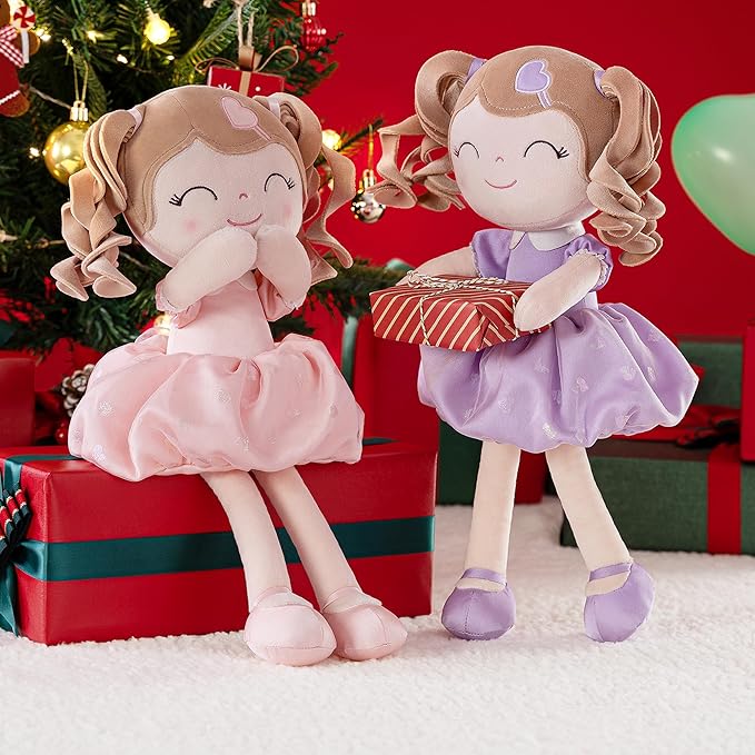 Gloveleya Baby Doll Gifts Plush Curly Girl Toys with Love 16" Orange