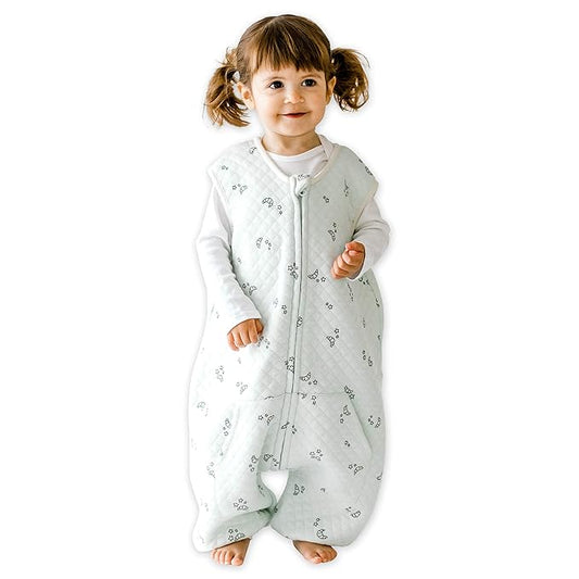 Tealbee Dreamsuit Toddler Sleep Sack with Feet – Walker Sleep Bag with Legs, Rayon made from Bamboo, Summer 0.8 TOG, 2-Way Zipper, 2T-3T - Croissant