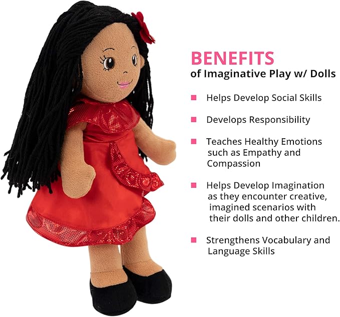 Playtime by Eimmie 14" Soft Baby Doll for Girls (Julie) - Plush Rag Doll for Toddlers & Infants, Washable Stuffed Toy with Sensory Fabric Body - Great for Baby Showers, Birthdays & Special Occasions