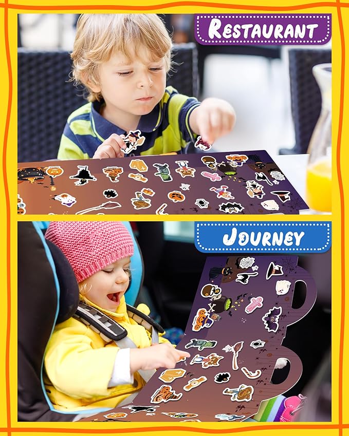 Benresive Reusable Sticker Book for Toddlers 2-4 Years, Fun Travel Stickers for Kids, Waterproof Sticker Books for Toddlers 1-3, Crafts Activities for Toddler 1-3 2-4 3-5 - Halloween