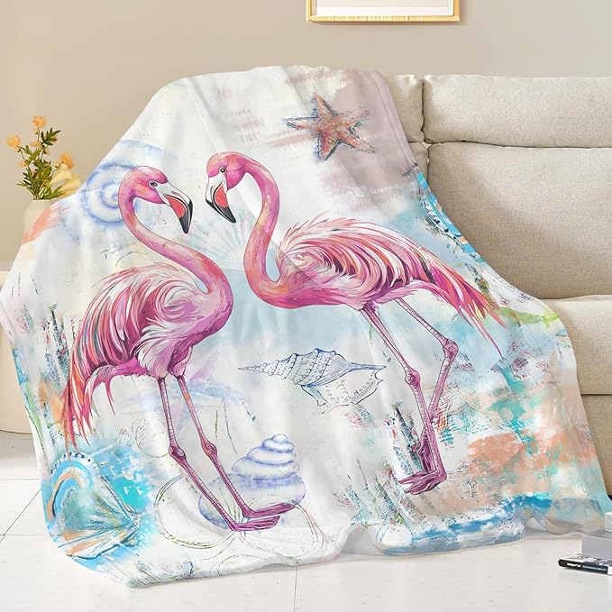 Flamingo Blanket Gifts for Girls Boys Beach Throw Cozy Plush Fleece Flannel Lightweight Fuzzy Party Blankets for Women Men 80"X60"