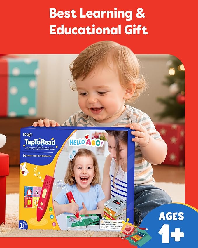 KOKODI Talking Pen 30 Small Books Sets, Interactive Audio Sound Books Kids Learning Electronic Toys for Boys Girls, 30 Palm Books Focused Mini Board Books for Educational Tiny Block Book Learning