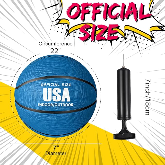 Jenaai 6 Pack Mini Basketballs with Pump for Kids 7 Inch Size 3 Rubber Arcade Basketball Color Small Toy Indoor Outdoor Pool Arcade Games Colorful Basketball for Kids Toddlers(Multicolor)