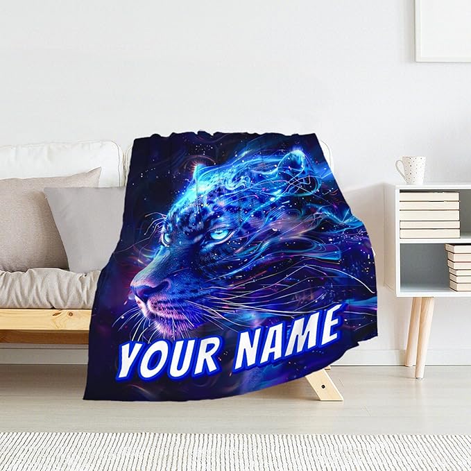 Custom Leopard Blanket for Boys - Blankets Gifts for Teens Plush Flannel Cheetah Boys Throws for Crib & Room