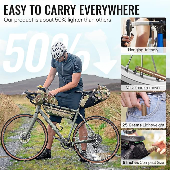 BWSHLF Tubeless Bike Tire Repair Kit for Mountain Bikes & Road Bicycles, Tubeless Tire Plug Kit with Storage Canister, Reamer, Insertion Fork, 10 Bacon Strips, Fix a Puncture or Flat, No Glue Needed