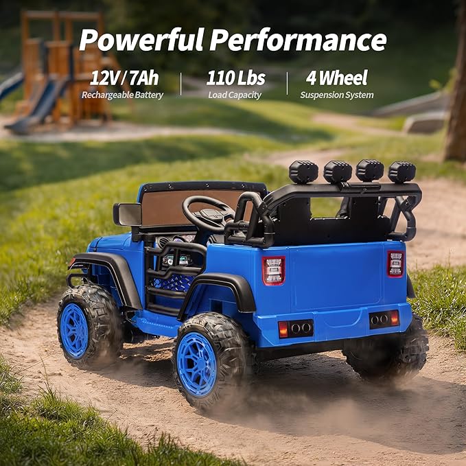 2 Seater Ride on Electric Car, 12V Ride on Toy Car for Kids 4-8 w/Remote Control, EVA Tires - Blue