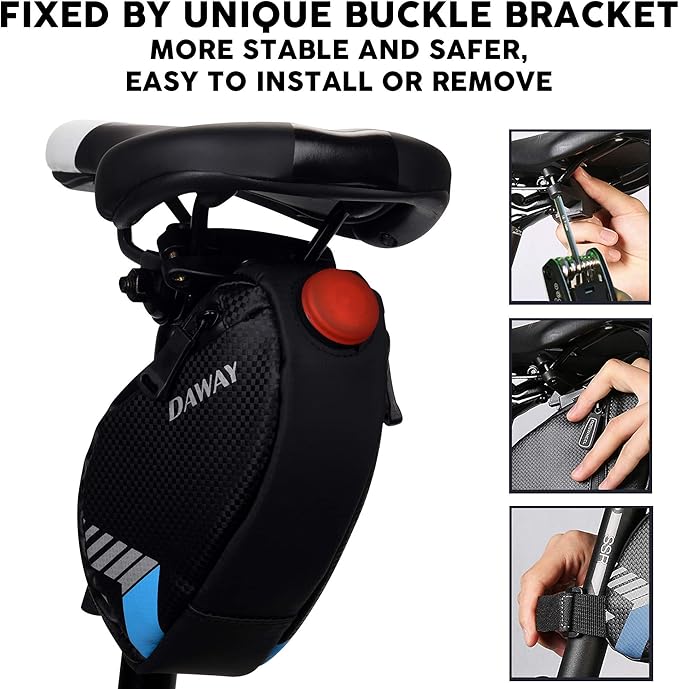 DAWAY Bike Repair Tool Kits - Bicycle Repair Bag & 120 PSI Bike Pump or Saddle Bag Set, with 16 in 1 Bicycle Multitool, Bike Tire Levers Wrench, Portable Patches Fixes - Practical Cycling Accessories