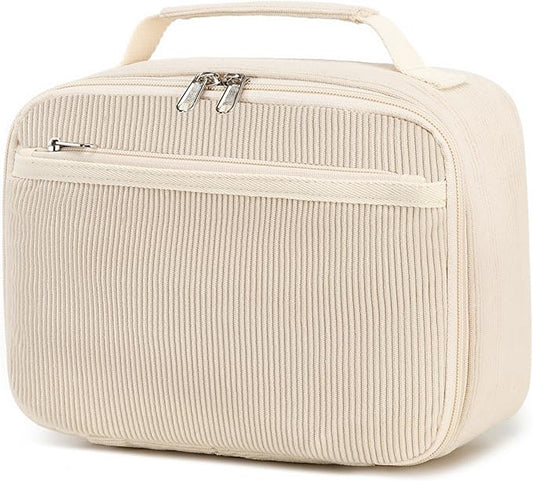 Bluboon Kids Girls Lunch Bag Insulated Lunch Box for school Corduroy Lunch Cooler Organizer School Kids Lunch Tote (Corduroy-White)