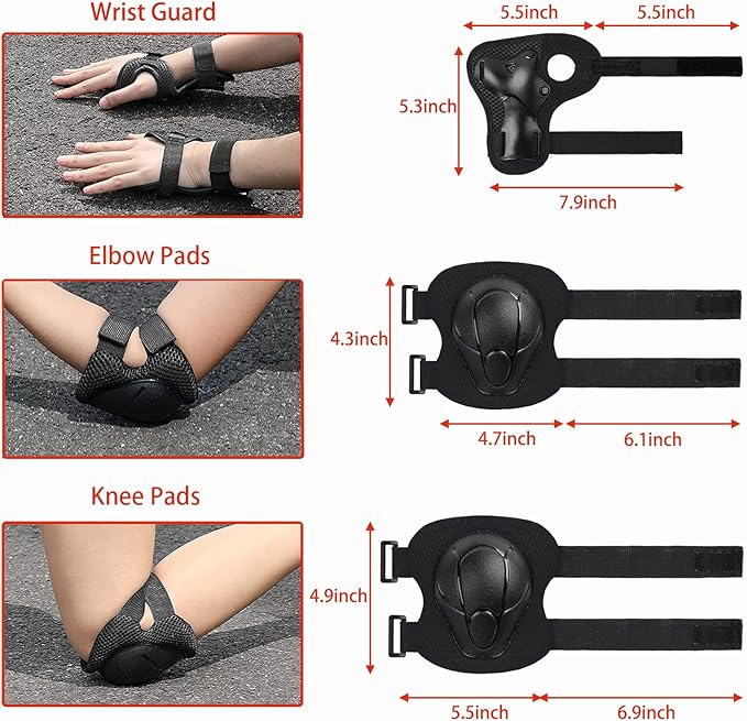 Kids Helmet Set with Knee Pads Elbow Pads Wrist Guards,Adjustable Helmet for Toddler Kids&Youth,3~14yrs Girl Boy Kids Protective Gear Set for Roller Skate Scooter Inline skatings Longboard