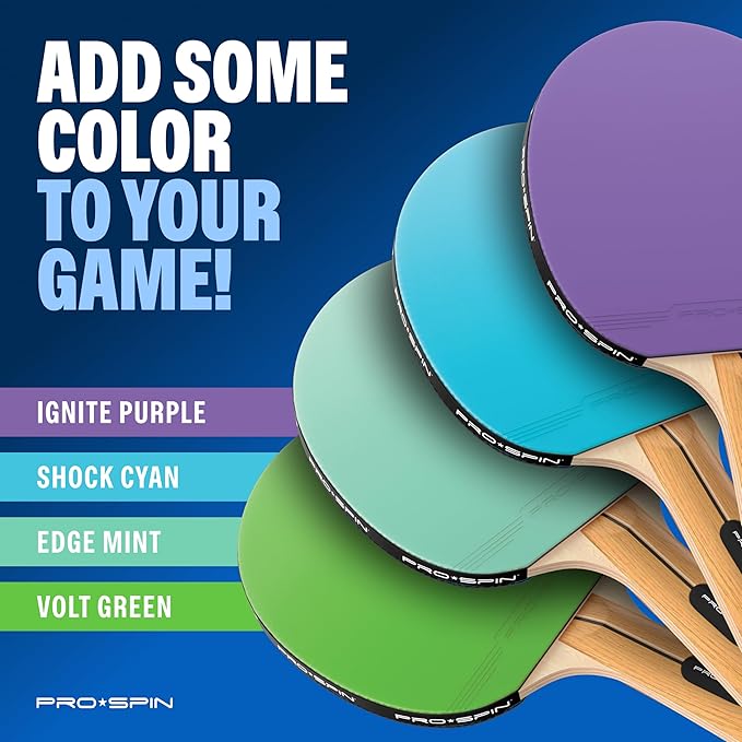 PRO-SPIN Portable Ping Pong Set with Retractable Ping Pong Net for Any Table, All-in-One Table Tennis Set with Ping Pong Paddles, Balls & Case, Table Top Family Game