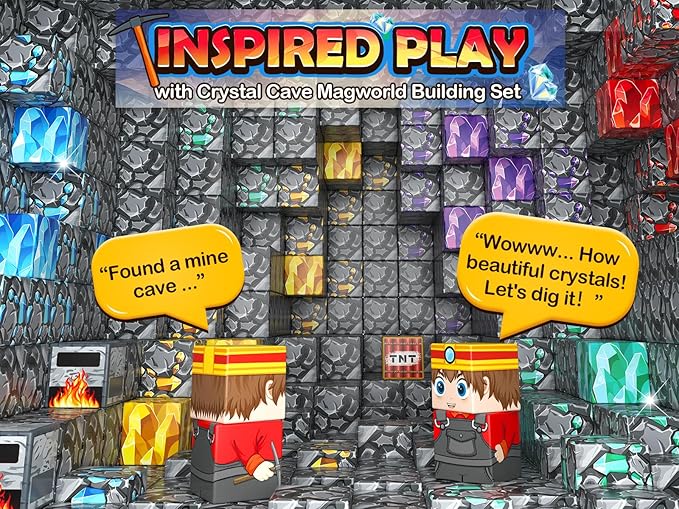 100PCS Magnetic Blocks Building Toys, STEM Learning Sensory Toys for Kids Age 3-5 4-8 5-7 8-12, Gem Cave Adventure Mine Magnet World Craft, Christmas Game Gift for for 3+ Years Old Boys Girls(0.8")