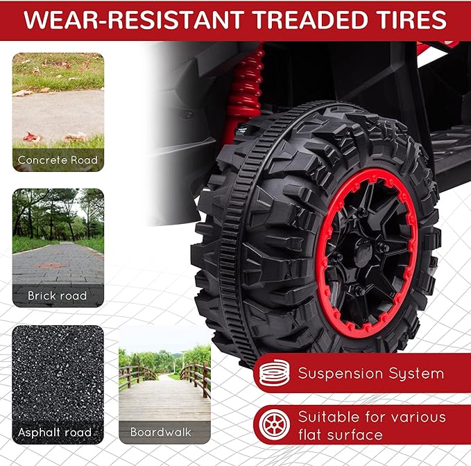 Aosom 12V Kids ATV Quad Car with Forward & Backward Function, Four Wheeler for Kids with Wear-Resistant Wheels, Music, Electric Ride-on ATV for Toddlers Ages 3+ Years Old, Red