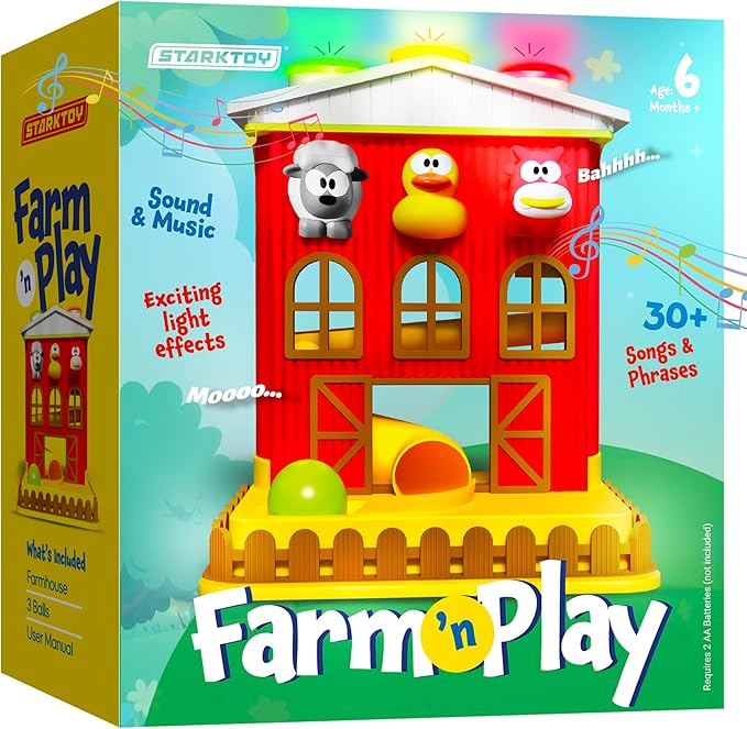 Electronic Pound A Ball Barn House, Interactive Fun Learning Toy Gift for 6 8 12 18 Month Old Baby & Toddlers, Montessori Early Development Drop Ball Toys, Gift for Boys & Girls 1-2 Years Old