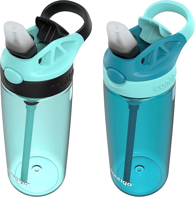 Contigo Aubrey Leak-Proof Spill-Proof Water Bottle 20oz. 2 Pack Jade/Licorice & Juniper/Jade