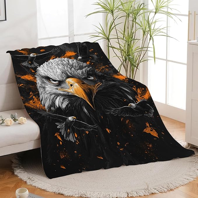 Eagle Blanket, Eagles Blanket, Bald Eagle Gifts Blankets Stuff Fleece Flannel Plush for Boys Men Women Girls Lovers Adults Soft Bedding Gift for Sofa Bed Office Home Decor 60"x50"
