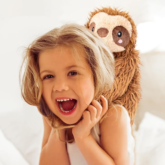 Happy Fuel Sloth Microwavable 1.5 lbs Unscented Heating Pad for Women & Kids - Cute Soft Cozy Pillow Plush Heatable Warm Stuffed Animals - Kawaii Hot & Cold Plushie Toy - Sloth Gifts for Girls & Boys