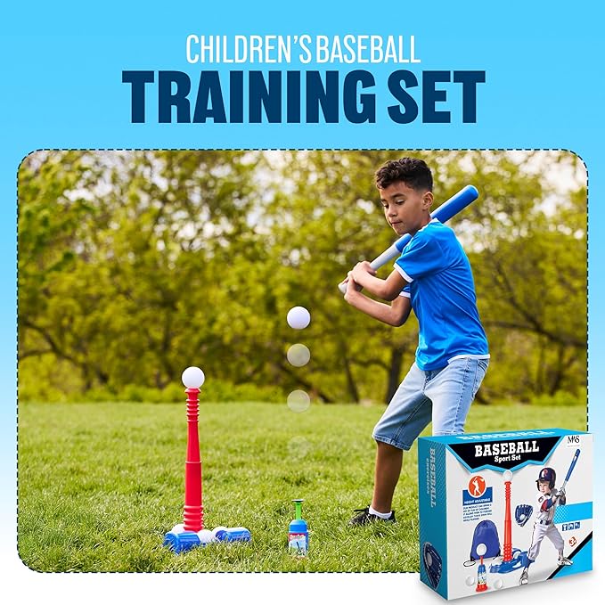 Kids Baseball Training Set – Baseball Bat, Glove, Tee, Pitcher, 4 Balls & Carry Bag – Indoor & Outdoor Sports Toy for Boys & Girls Ages 3-8 – Basebal Starter Kit for Children’s Development