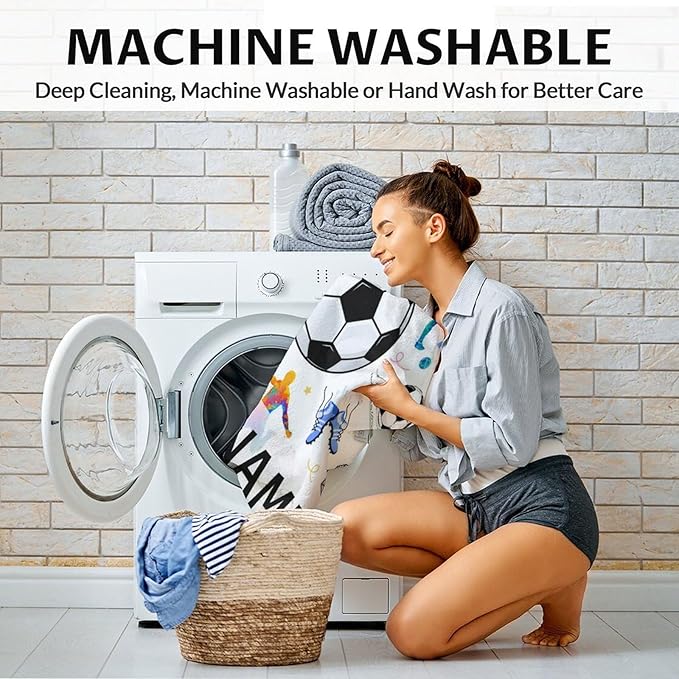 Personalized Soccer Blanket for Kids - 40x50 Inches Small Size - Soft Fuzzy Cozy Throws Gifts for Soccer Players - Colorful Sports Throw Blanket for Couch, Living Room & Office