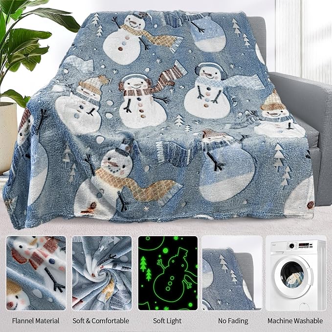 TEHALK Christmas Blanket for Boys Girls Glow in the Dark Blankets for Boys Toddler Blankets for Boys Cute Soft Throw Blankets for Kids Personalized Baby Blankets for Boys Unique Dinosaur Gifts 40"x60"