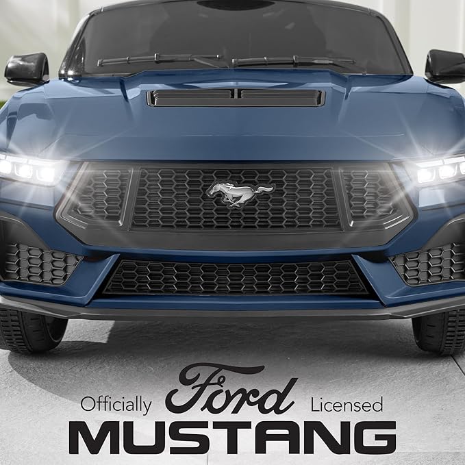 Best Choice Products Kids 12V Electric Ride On Car Officially Licensed Ford Mustang w/Parent Control, LED Lights, 2 Speeds, Bluetooth - Blue