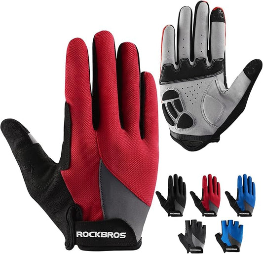 ROCKBROS Cycling Gloves for Men Women - Breathable Gel Pad Road Mountain Bike Gloves - Touch Screen Anti-Slip MTB Gloves for Cycling Workout Outdoor Sports