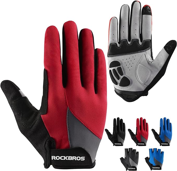 ROCKBROS Cycling Gloves for Men Women - Breathable Gel Pad Road Mountain Bike Gloves - Touch Screen Anti-Slip MTB Gloves for Cycling Workout Outdoor Sports