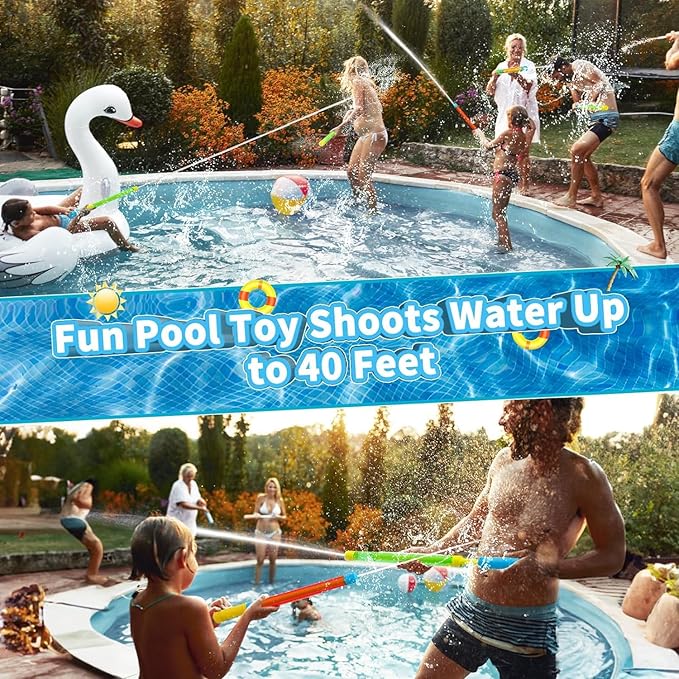 Water Blaster Toy - 16.5'' Bulk Squirt Gun Pool Toys for Kids & Adults, 6 PCS Water Soaker Guns for Outdoor Swimming Pool Beach Summer Party Games