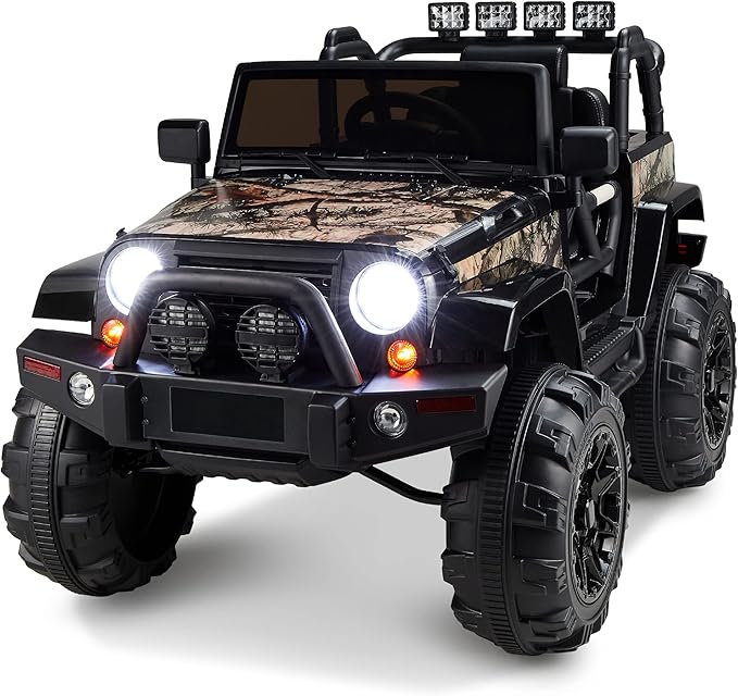 Best Choice Products Kids 12V Ride On Truck, Battery Powered Toy Car w/Spring Suspension, Remote Control, 3 Speeds, LED Lights, Bluetooth - Camouflage