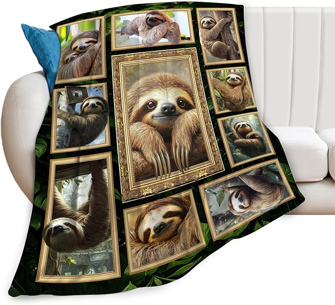Sloth Blanket Fleece Soft Warm Plush Sloth Throw Blanket Lightweight Plush Fuzzy Cozy Blankets for Lover Kids Adult Suitable for Couch Sofa Bed 60"X50"